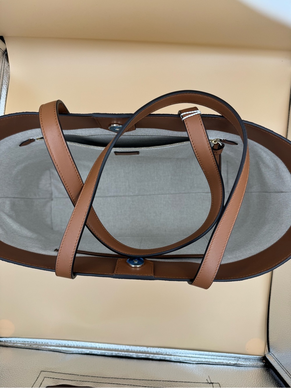 Jimmy Choo Canvas Logo Tote Ecru Tan NEW - Picture 16 of 17